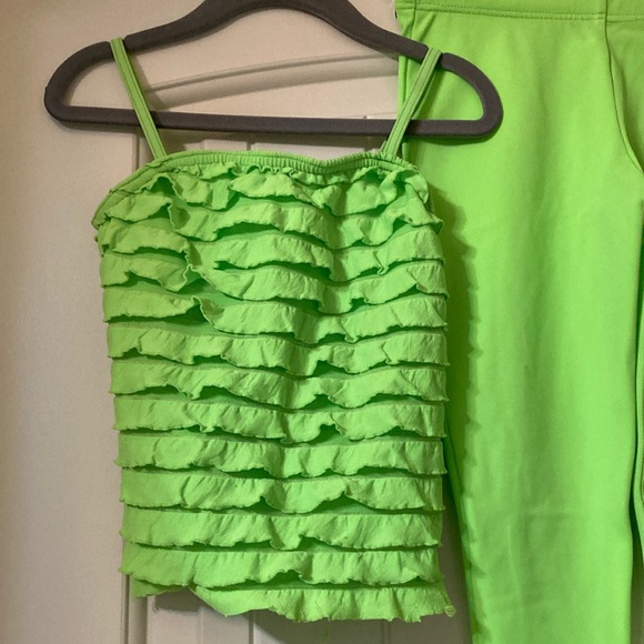 Small Child Lime Green Dance Costume - Picture 7 of 11